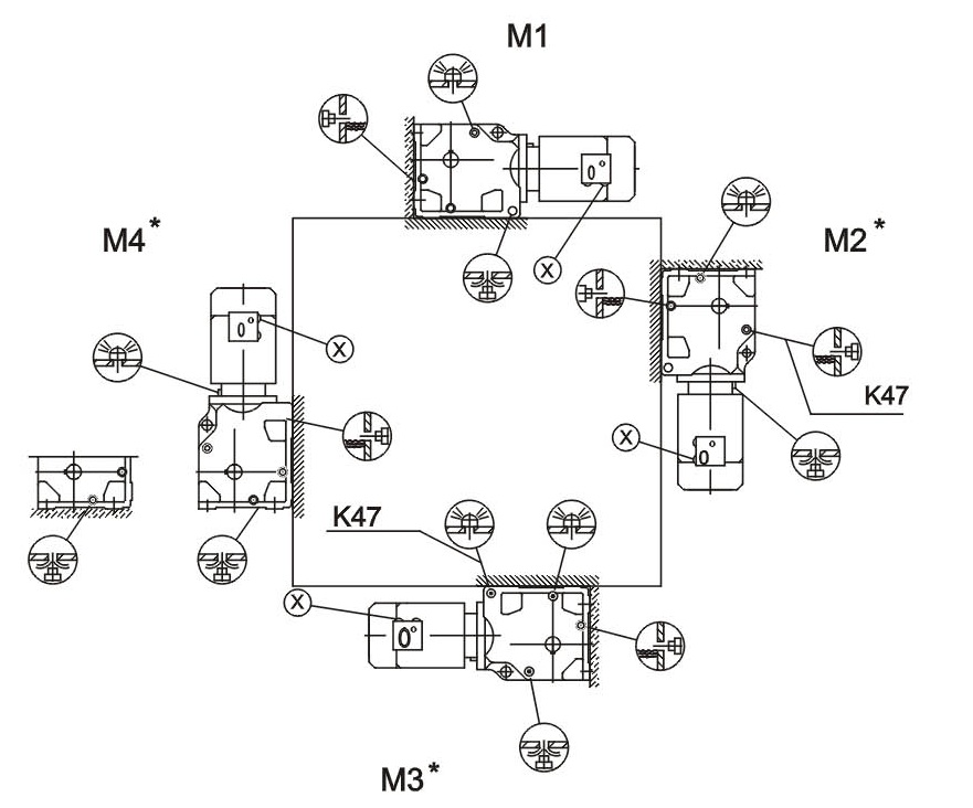 Монтажные позиции K/KA..B/KH37B-157B, KV37B-107B